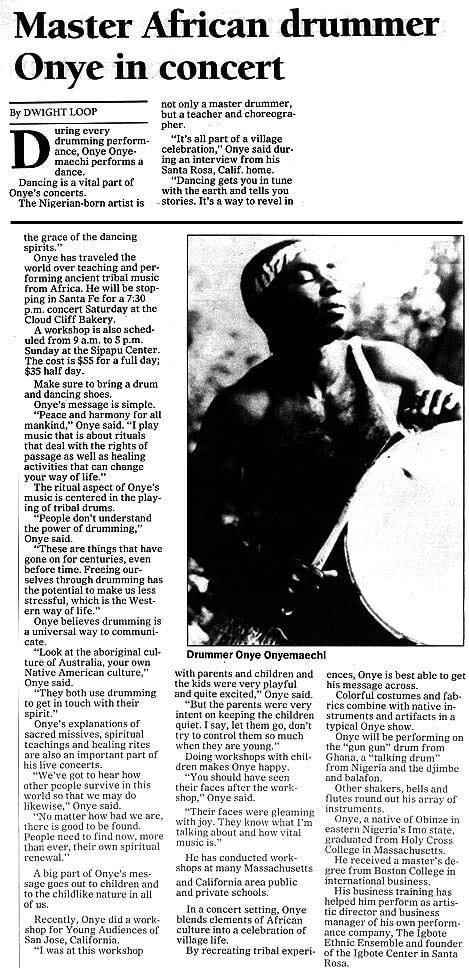 Master African drummer Onye performing in concert